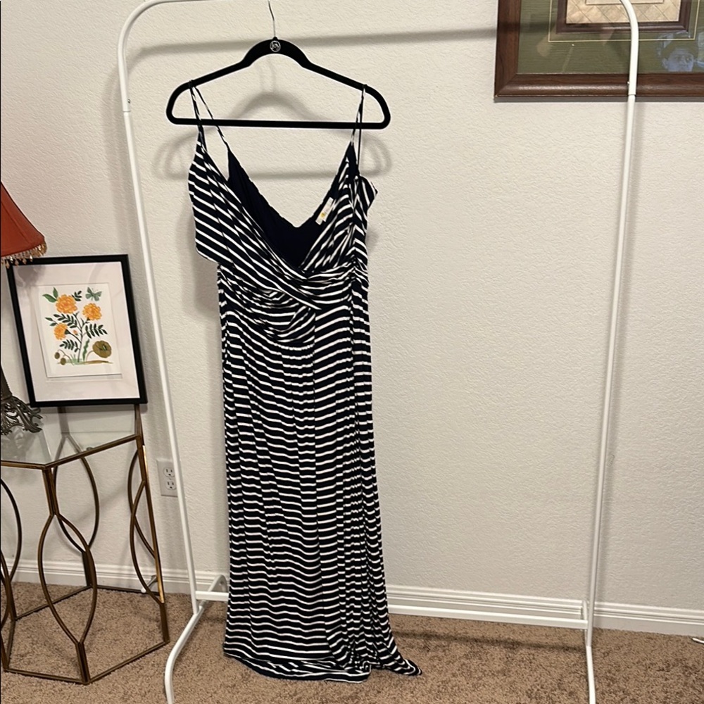 Boden Midi Jersey Dress / Navy and White Striped